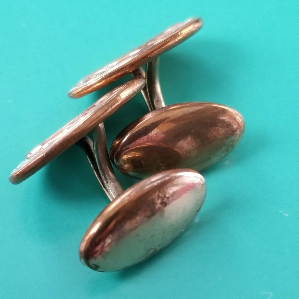 Vintage oval cufflinks gold tone cuff links mens